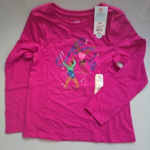 Cat & Jack Girls Small (6/7) Magenta Long-sleeve Shirts TWO SHIRT BUNDLE NWT